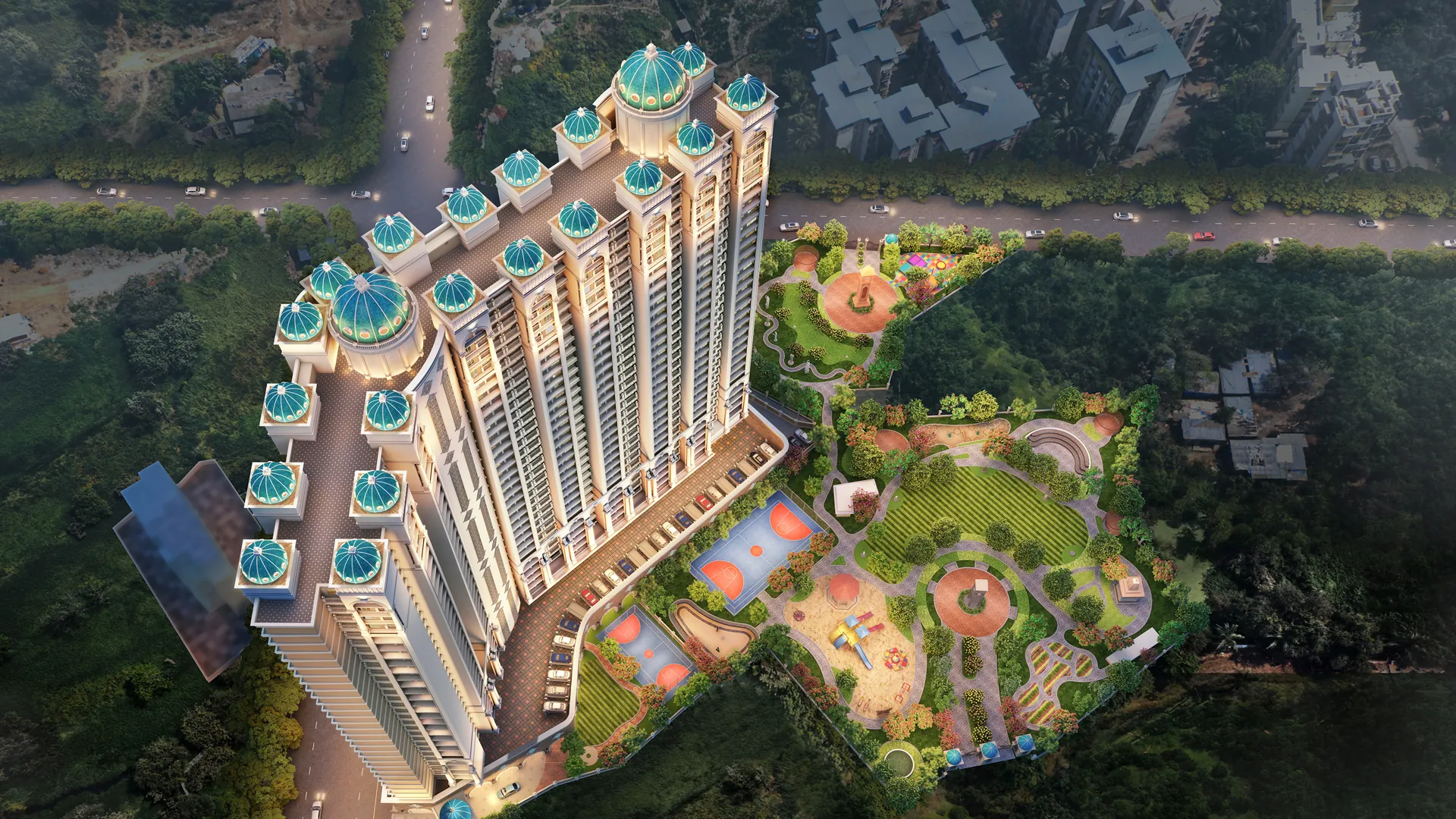 Tharwani Nirvana Gardens Kalyan West Luxury 1 BHK 2 BHK 3 BHK Apartment Elevation